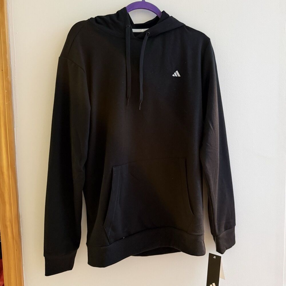 Adidas Men's Go To Hoodie Sweatshirt Black Embroidered Logo Size Large NWT